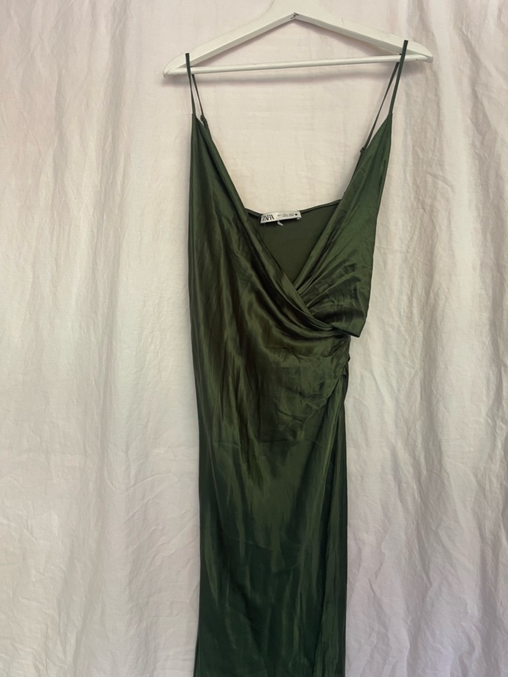 Zara Satin Slip Dress Ruched Side Midi Maxi Cocktail & Evening Wear Size L NEW - Picture 16 of 16